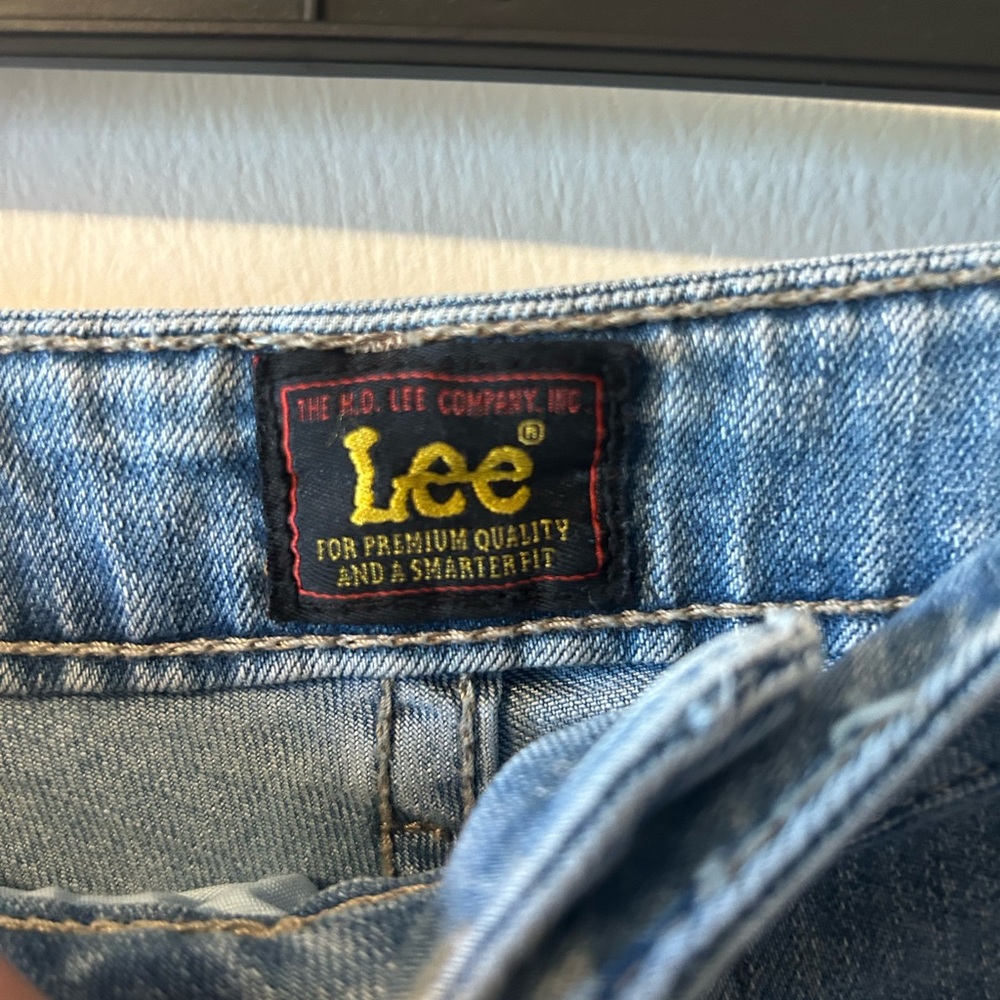 Lee Blue Jean Shorts with Frayed Hem - Picture 6 of 10